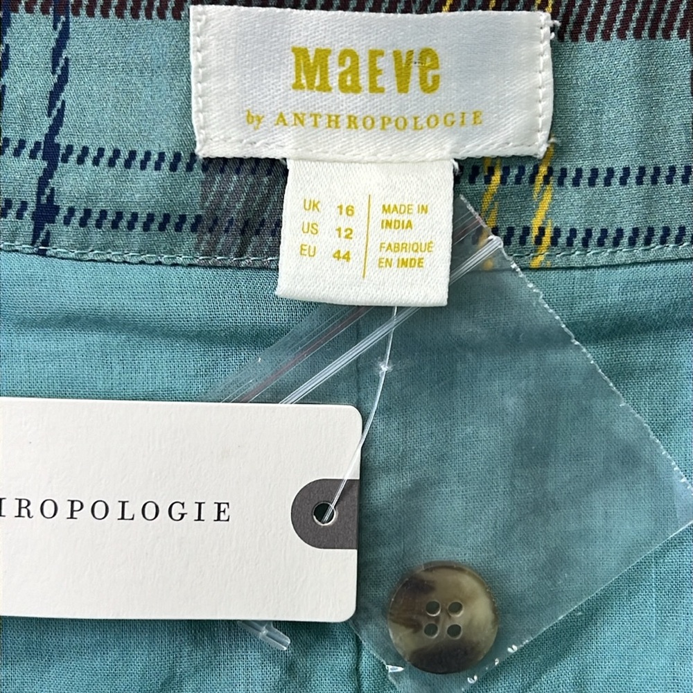 MAEVE Anthro Plaid Pleated Mini Skirt 12 Preppy Fall Academia Tartan Punk NEW - Picture 13 of 17